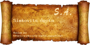 Simkovits Ágota névjegykártya